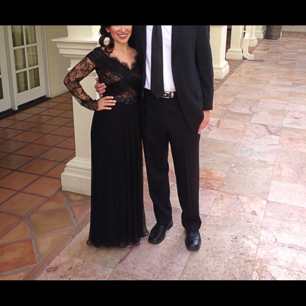 Black Silk and Lace Gown from SAKS FIFTH AVENUE